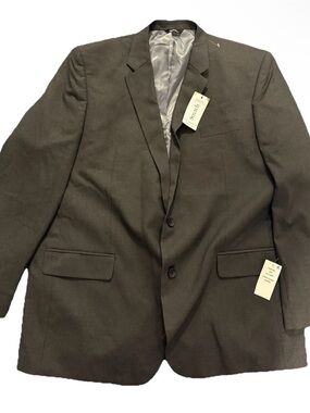 NWT JM Haggar Suit Jacket Mens Size 48L Dark Gray Premium Stretch Classic Fit